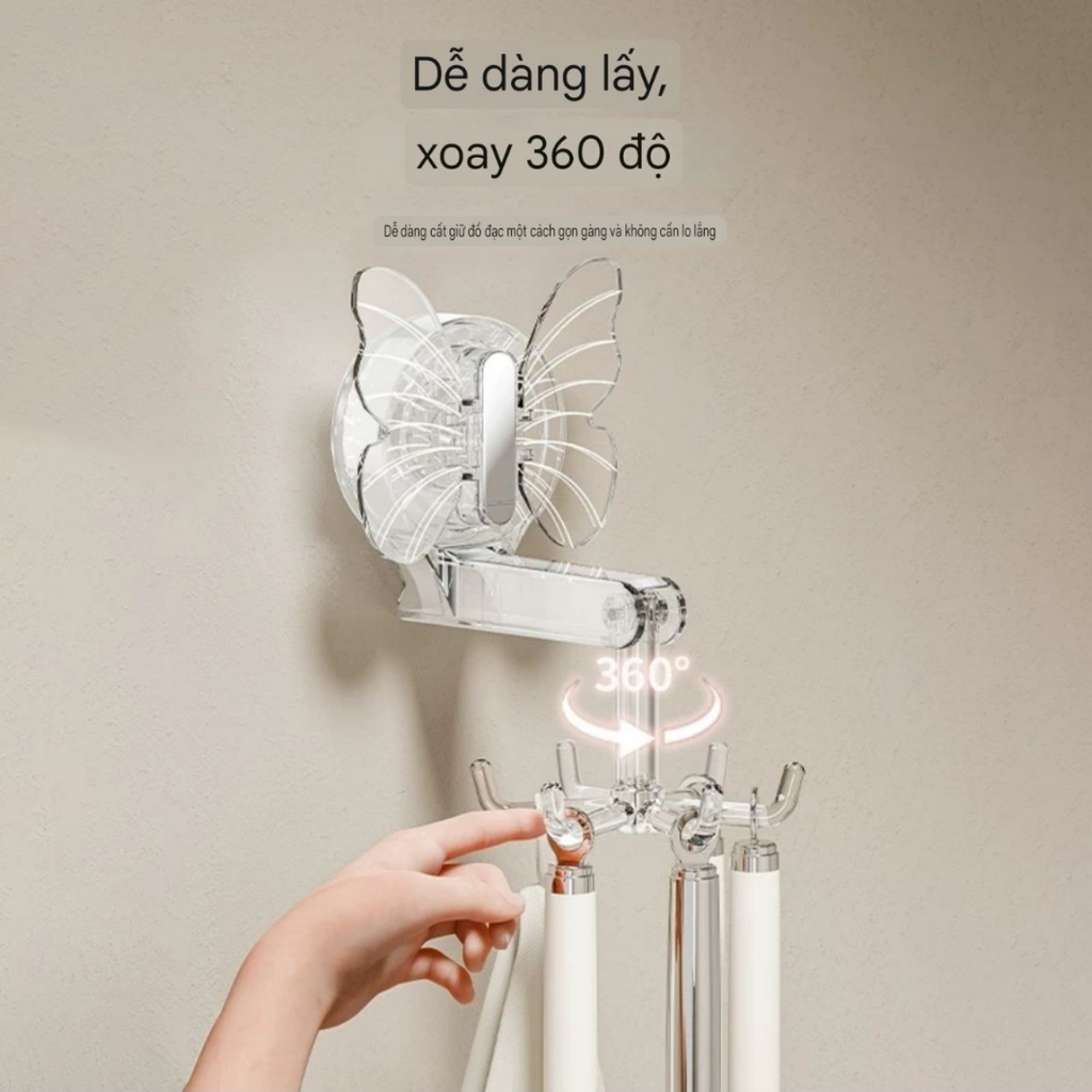 Cây treo đồ có 6 móc xoay 360 độ kiểu cách bướm