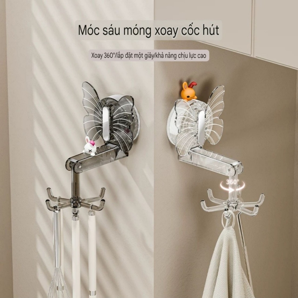 Cây treo đồ có 6 móc xoay 360 độ kiểu cách bướm