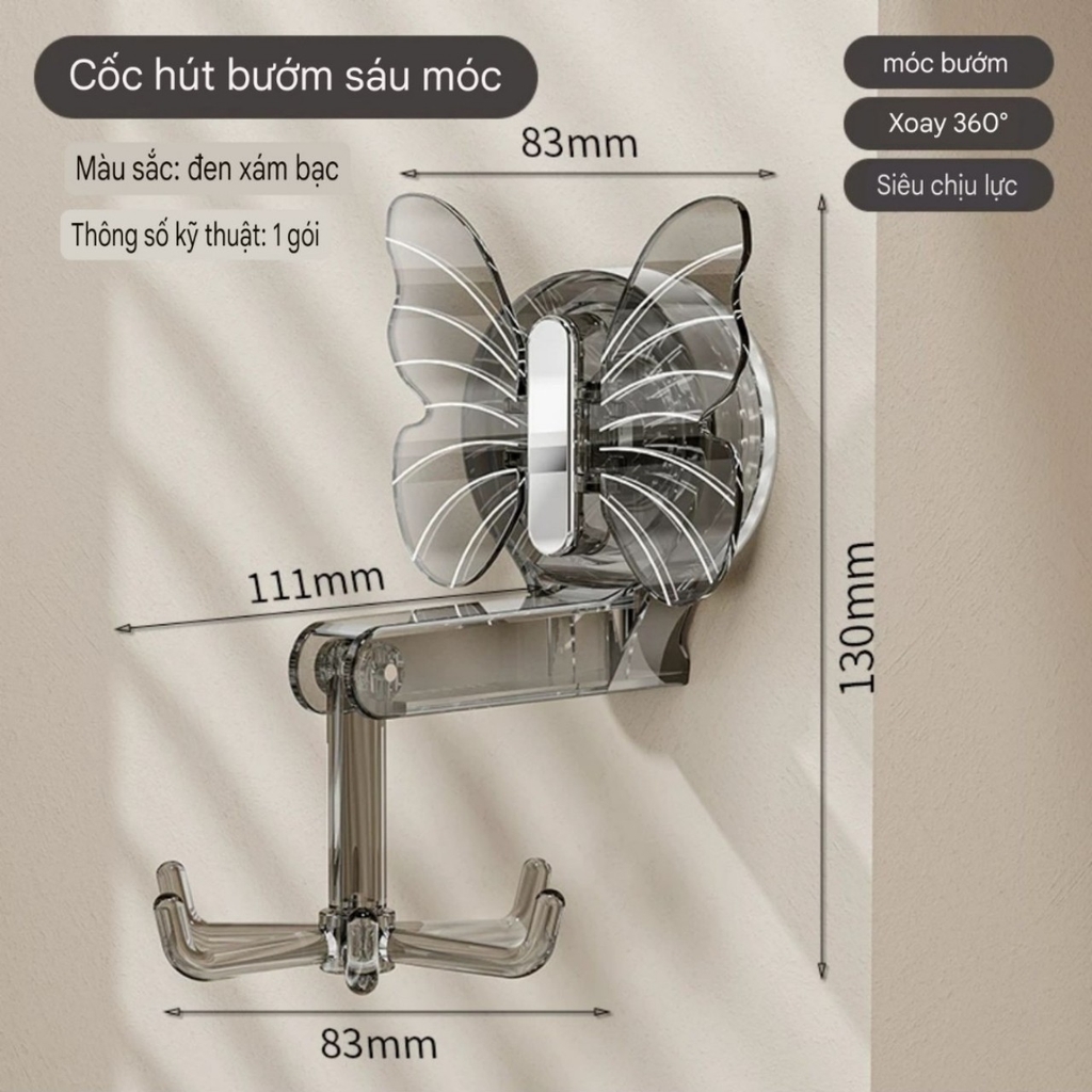 Cây treo đồ có 6 móc xoay 360 độ kiểu cách bướm