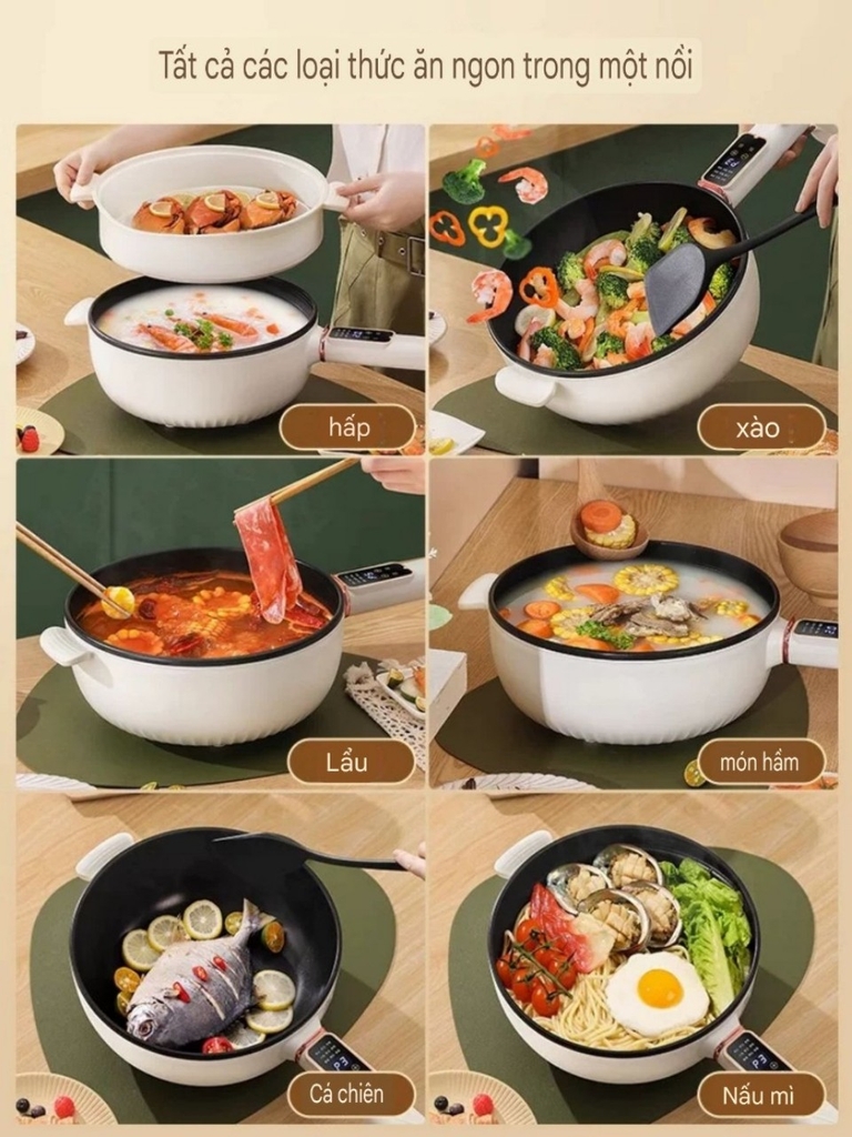 Chảo 2 tầng đa năng chiên xào và nấu lẩu