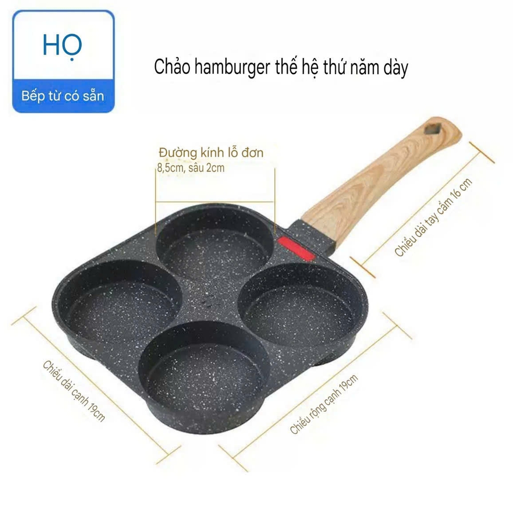 Chảo chống dính có 4 ngăn chiên trứng