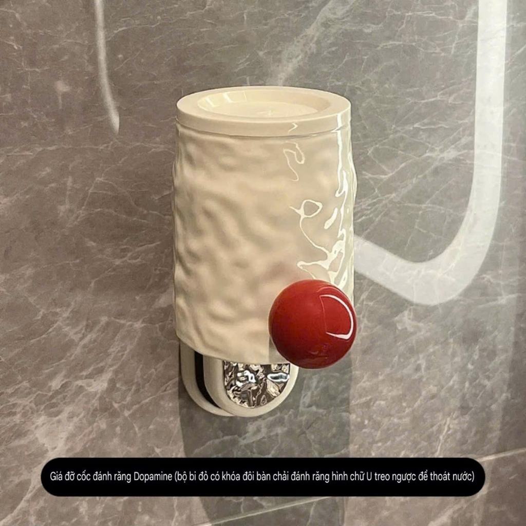 Bộ 1 cốc để bàn chải đánh răng kiểu dán tường