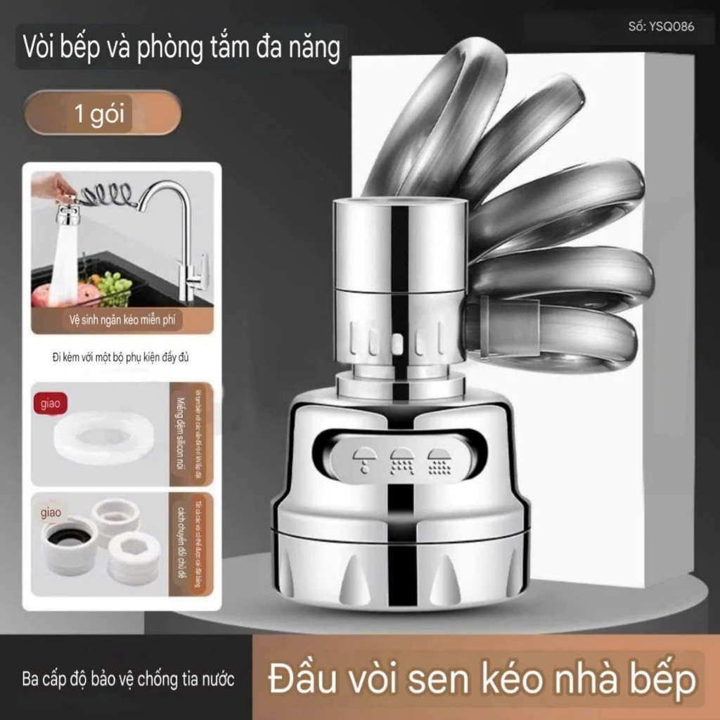 Đầu vòi sen rửa chén có dây dẫn nước kéo dài