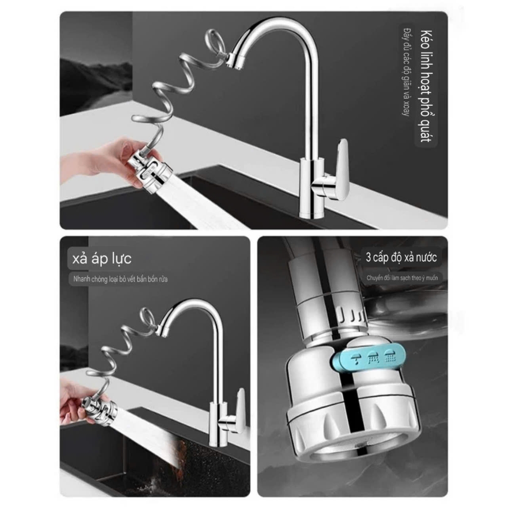 Đầu vòi sen rửa chén có dây dẫn nước kéo dài