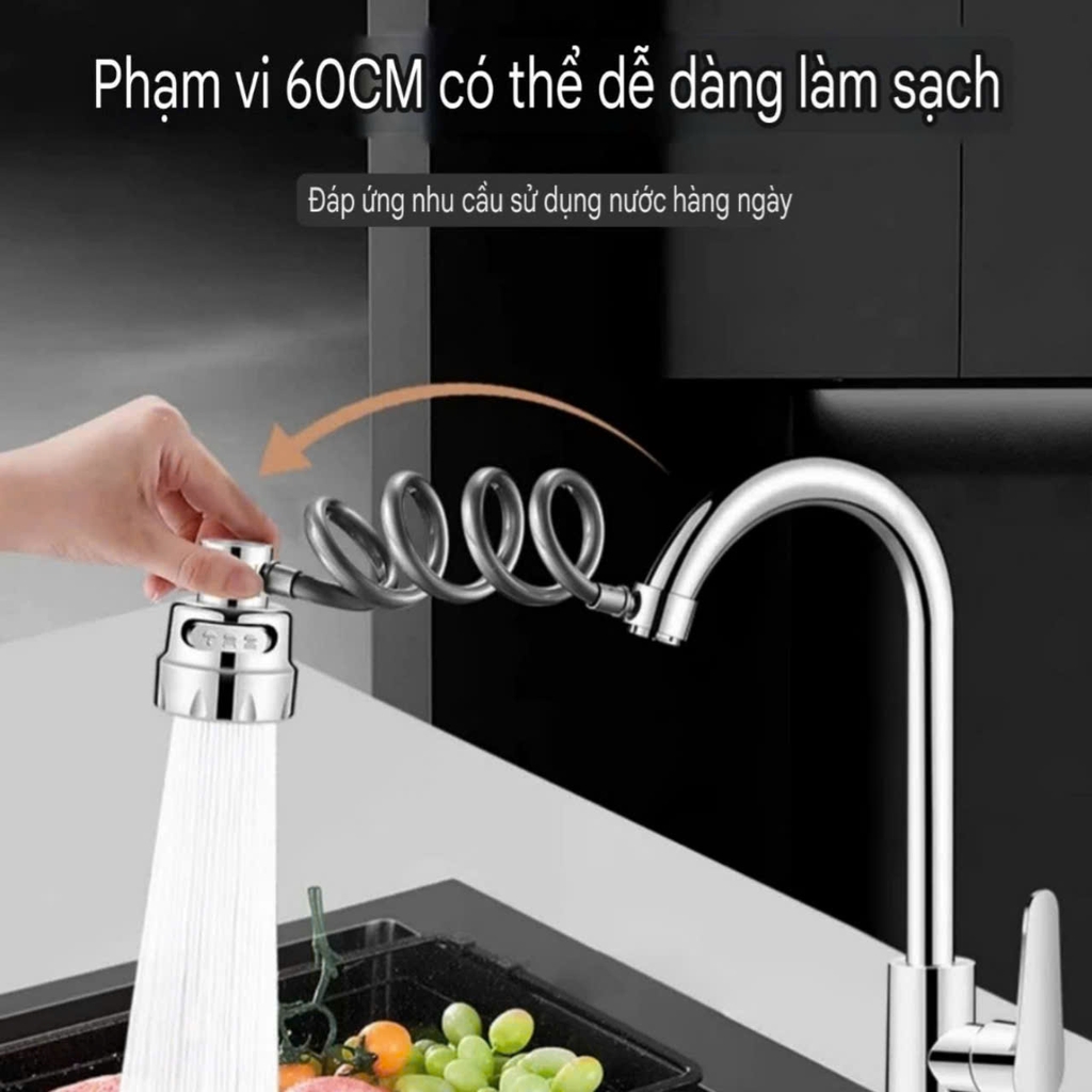 Đầu vòi sen rửa chén có dây dẫn nước kéo dài