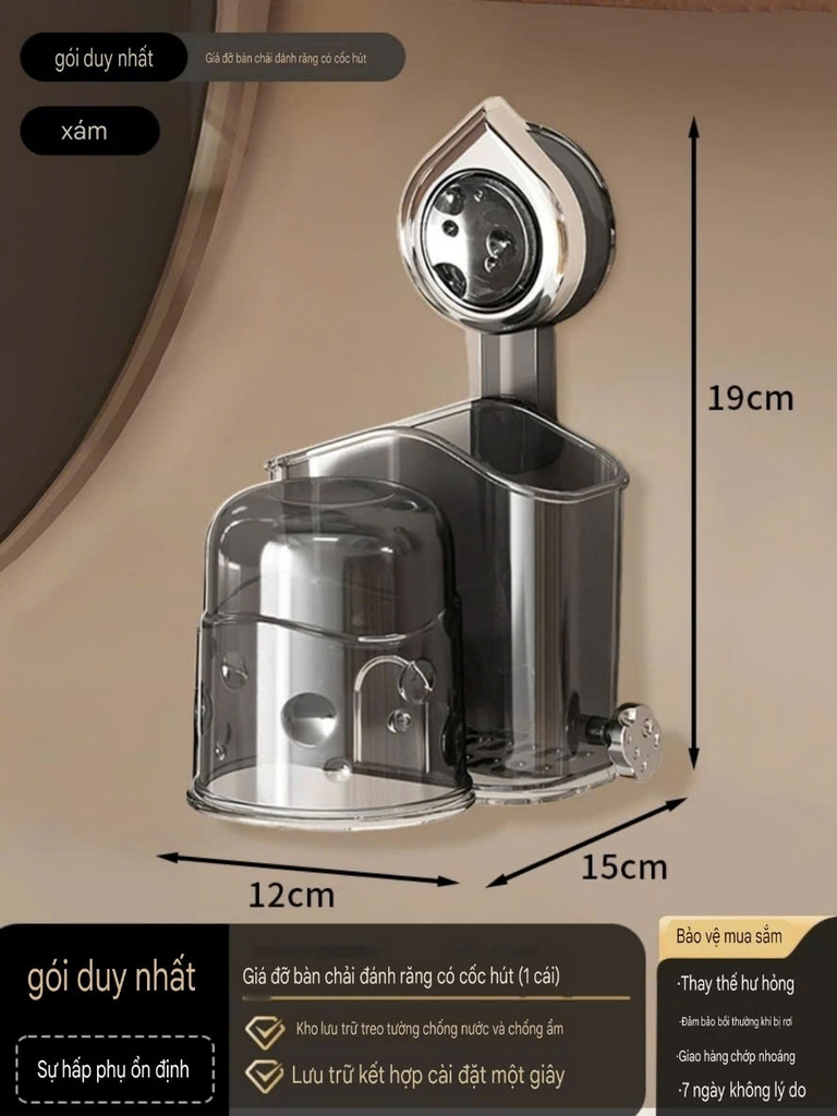 Giá để bàn chải kem đánh răng loại hút tường