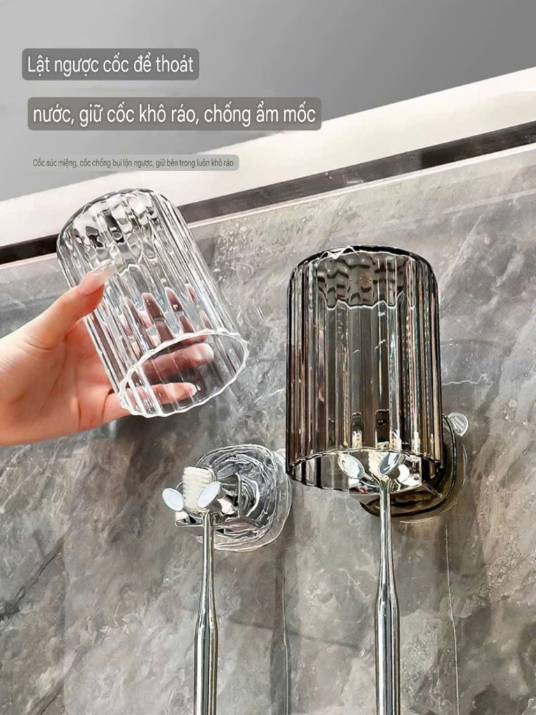 Giá để cốc và bàn chải đánh răng loại hút tường
