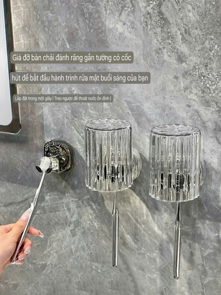 Giá để cốc và bàn chải đánh răng loại hút tường