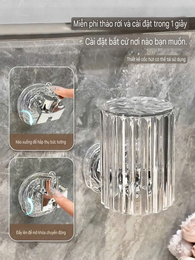 Giá để cốc và bàn chải đánh răng loại hút tường