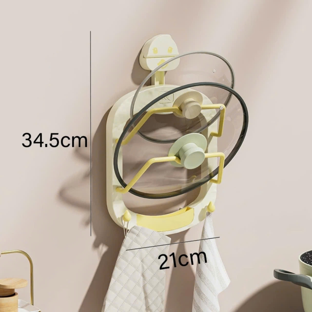 Giá để nắp nồi 2 tầng kiểu hút tường