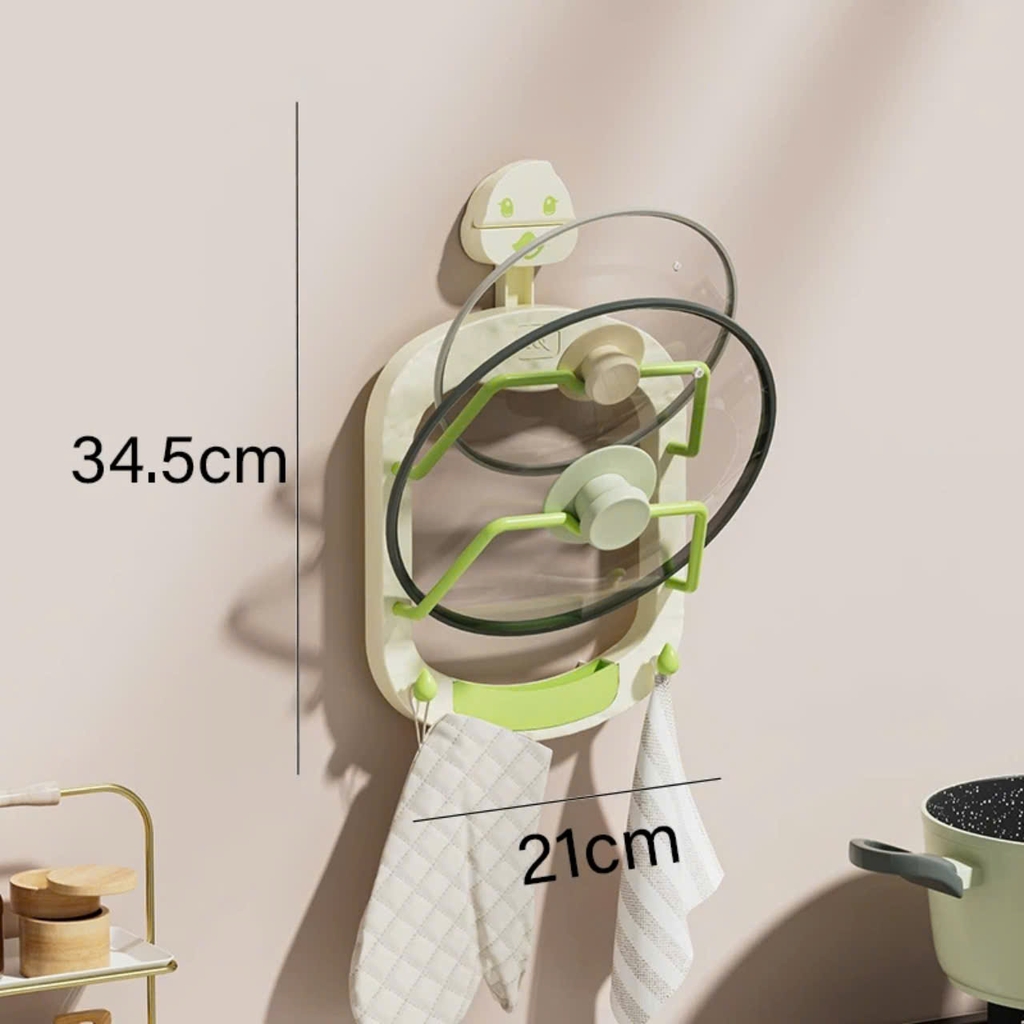 Giá để nắp nồi 2 tầng kiểu hút tường