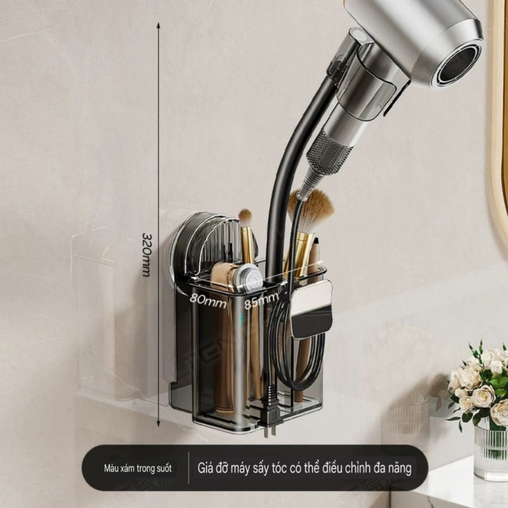 Giá đỡ máy sấy tóc có ngăn để lược