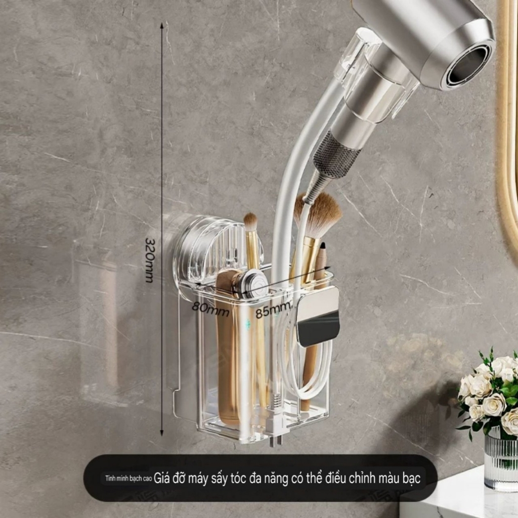 Giá đỡ máy sấy tóc có ngăn để lược