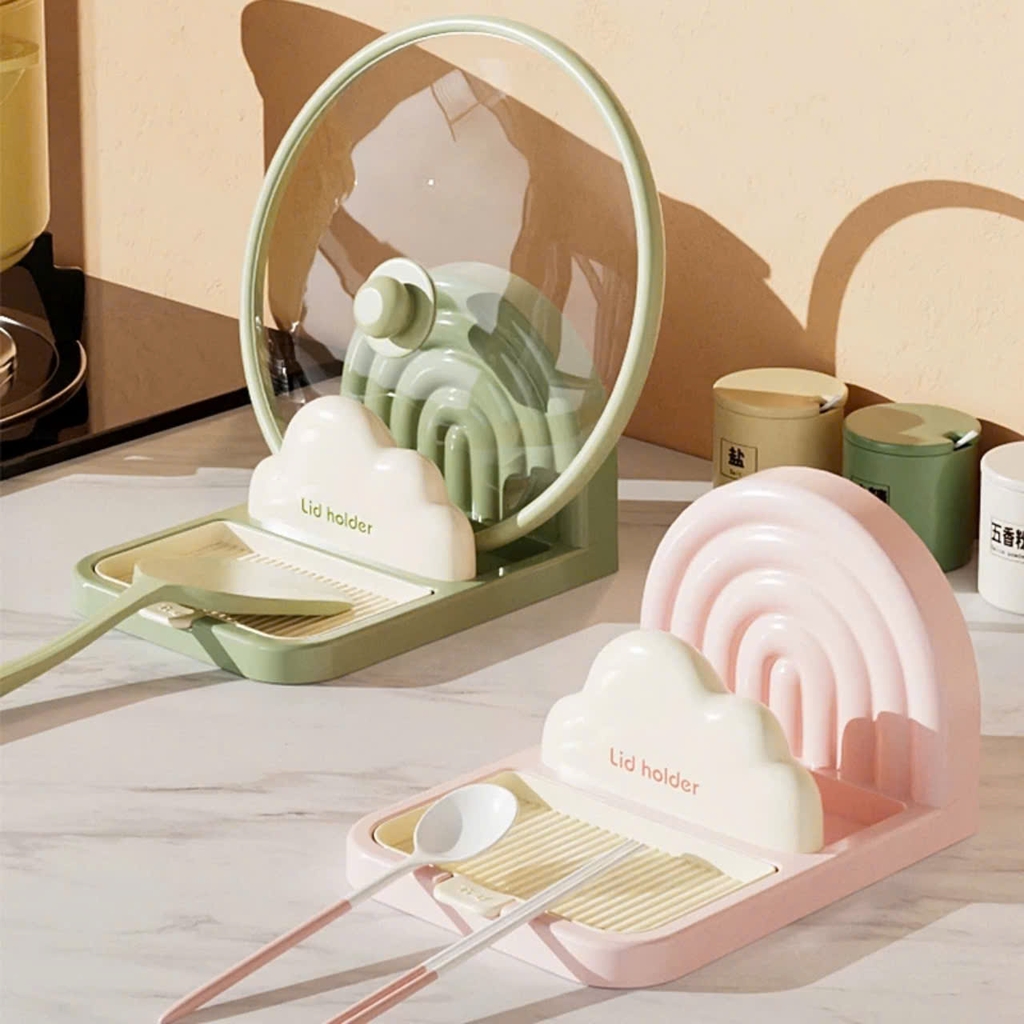 Giá đỡ nắp nồi để bàn kiểu hút tường