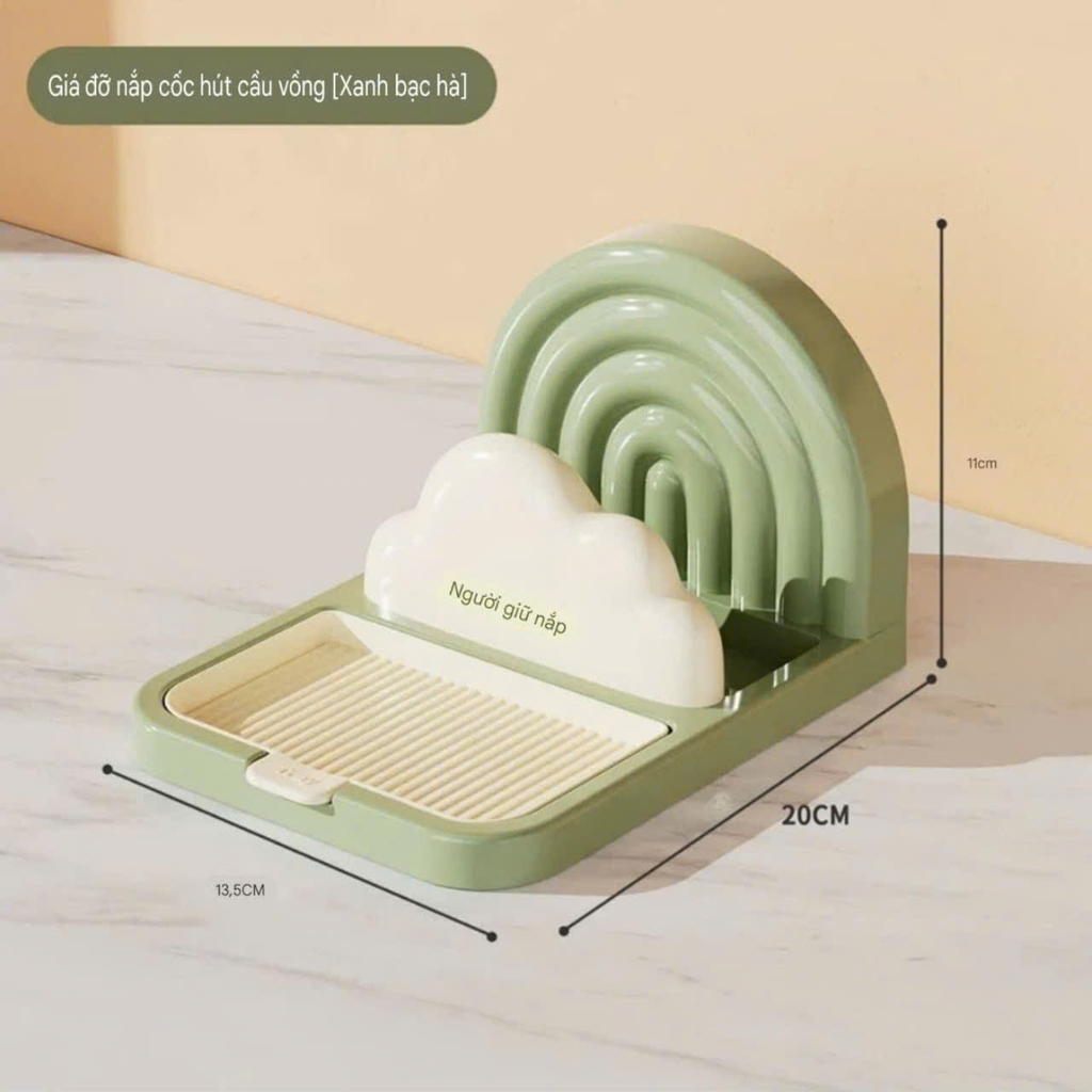 Giá đỡ nắp nồi để bàn kiểu hút tường