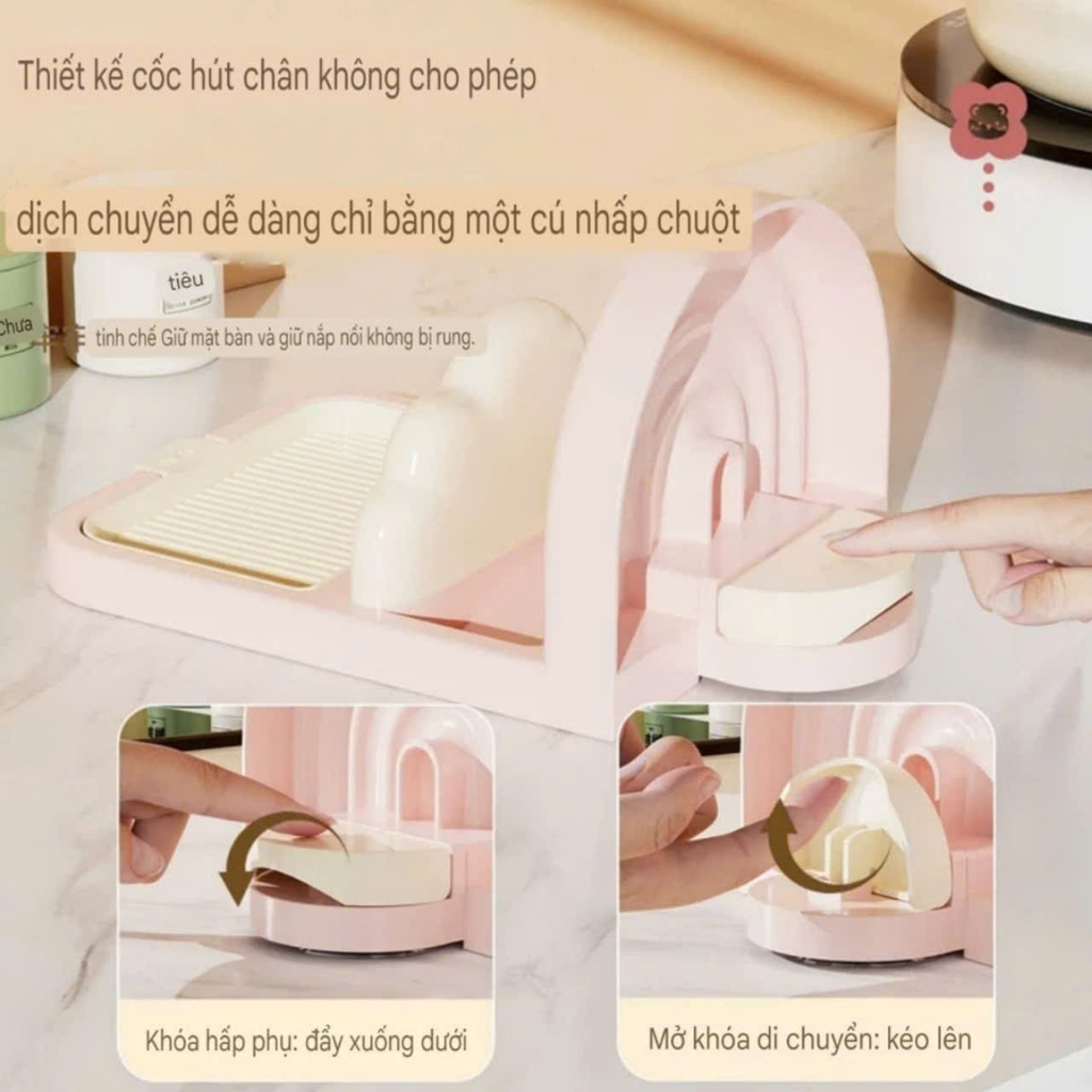 Giá đỡ nắp nồi để bàn kiểu hút tường