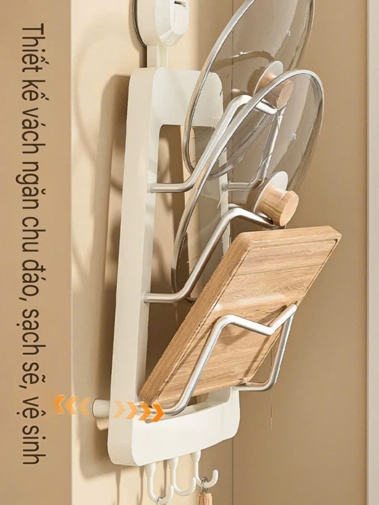 Giá đỡ nắp nồi hình tam giác kiểu hút tường