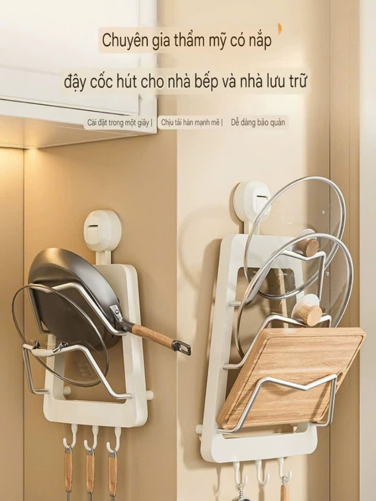 Giá đỡ nắp nồi hình tam giác kiểu hút tường