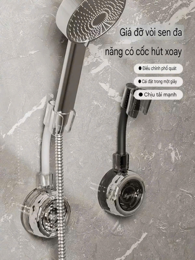 Giá đỡ vòi sen xoay 4 hướng kiểu hút tường