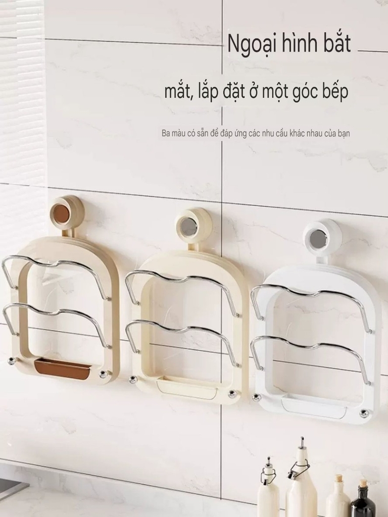 Giá gác nắp vung 2 tầng, kiểu hút tường