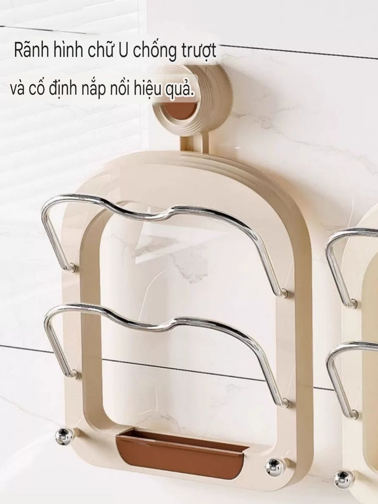 Giá gác nắp vung 2 tầng, kiểu hút tường