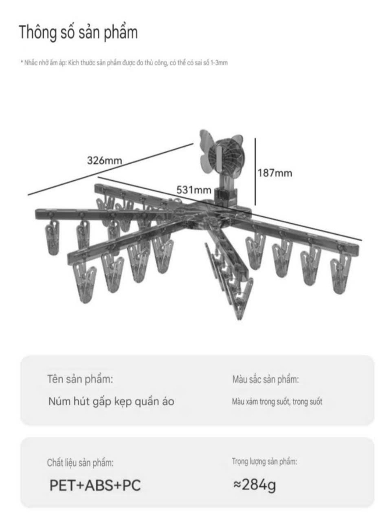 Giá phơi đồ lót 5 nhánh kiểu xếp gọn