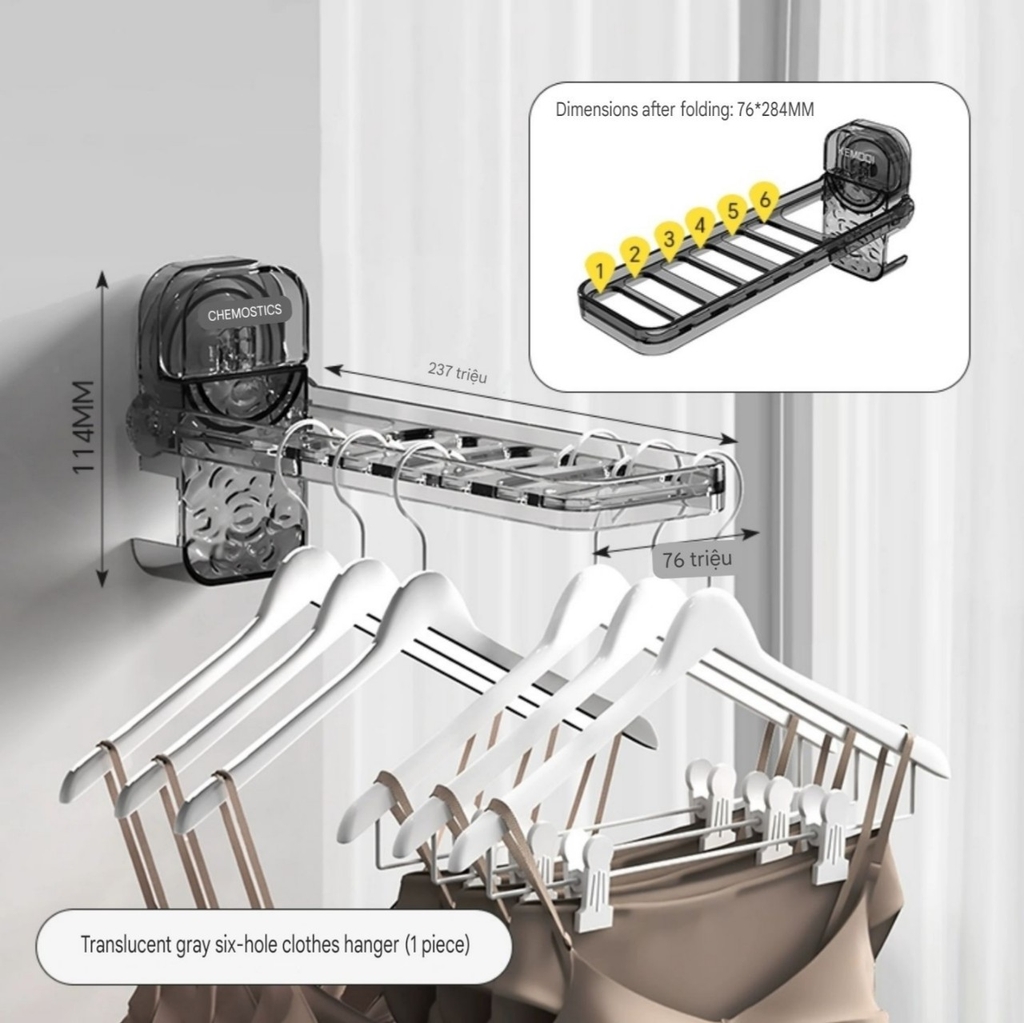 Giá phơi quần áo lót kiểu hút chân không