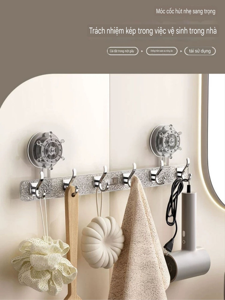 Cây treo đồ có 6 móc loại hút tường