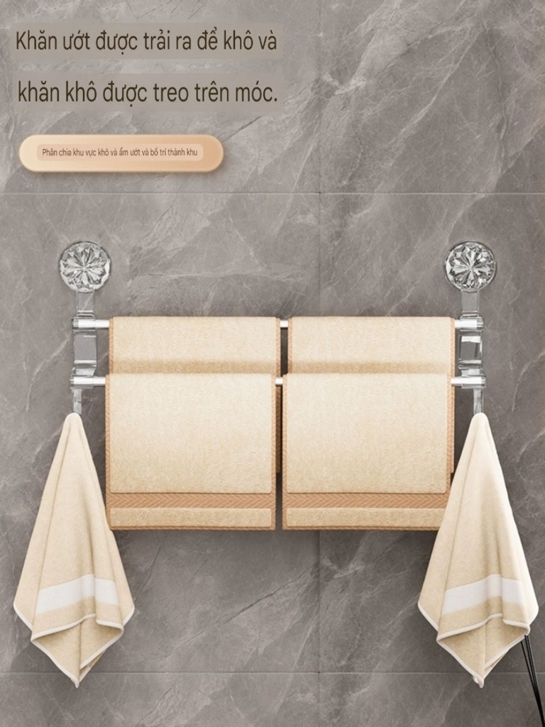 Giá treo khăn 2 tầng kiểu hít tường