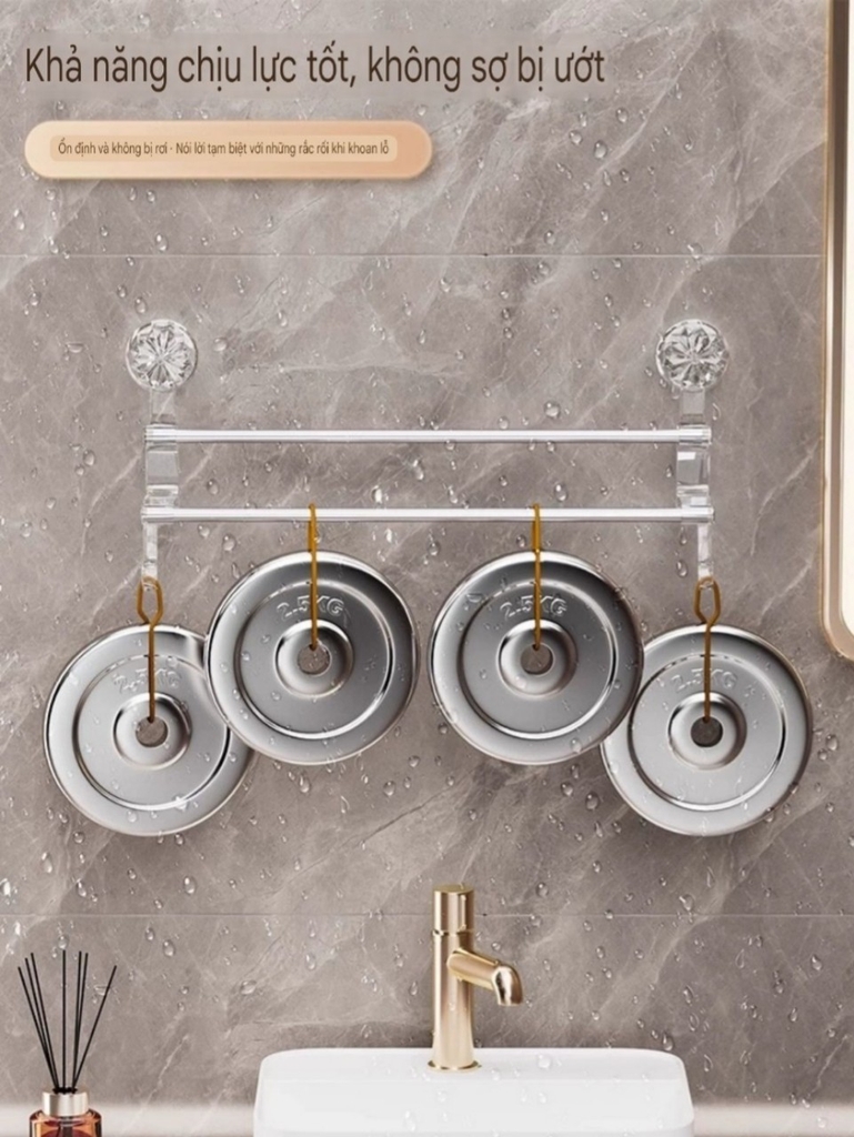 Giá treo khăn 2 tầng kiểu hít tường