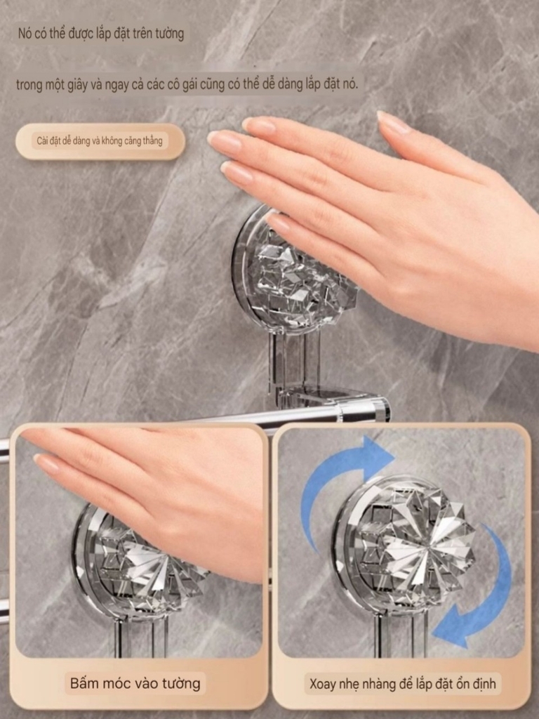 Giá treo khăn 2 tầng kiểu hít tường