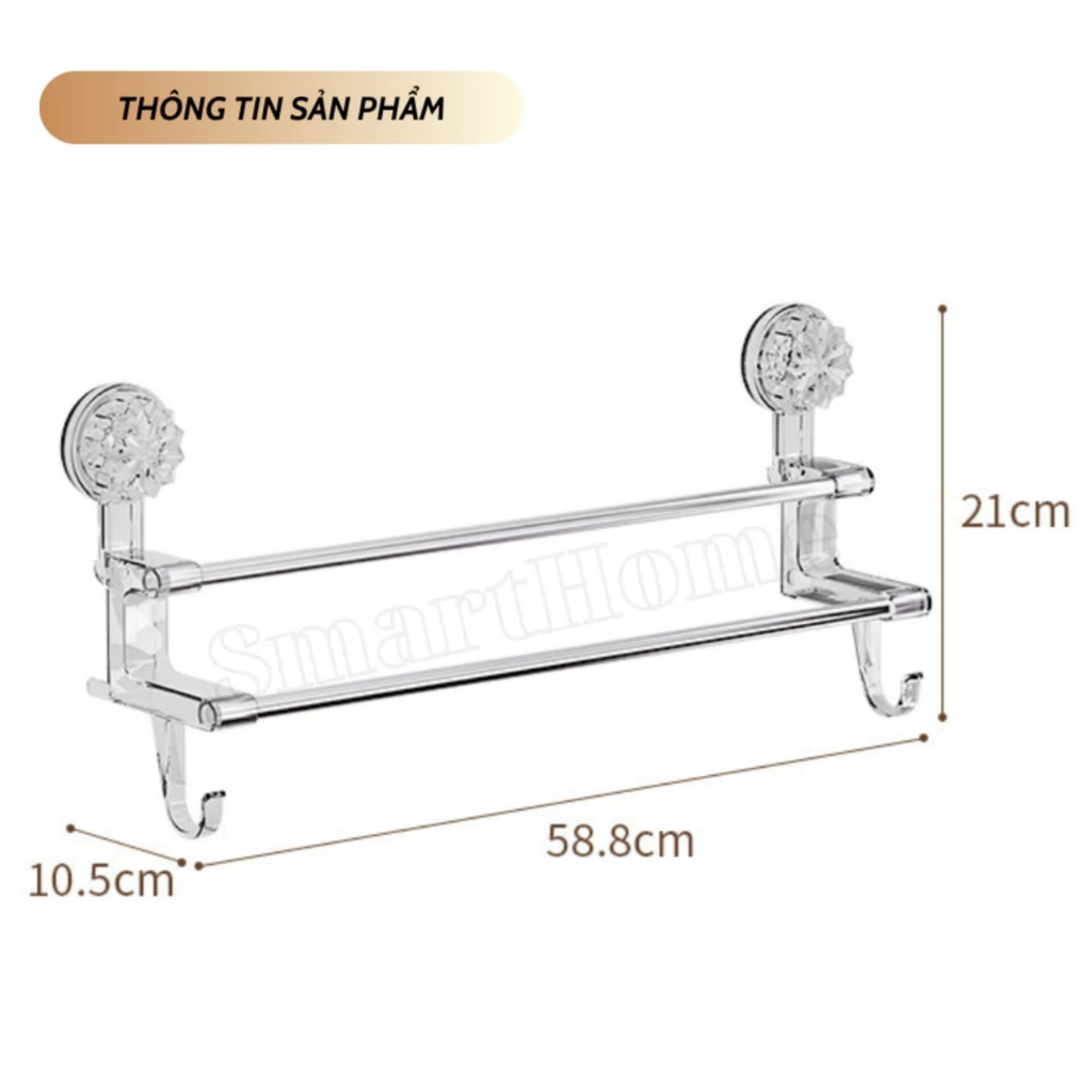 Giá treo khăn 2 tầng kiểu hít tường
