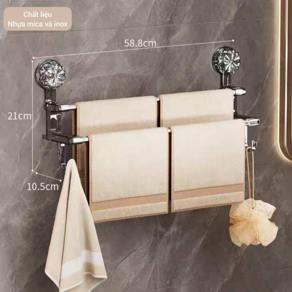 Giá treo khăn 2 tầng kiểu hít tường