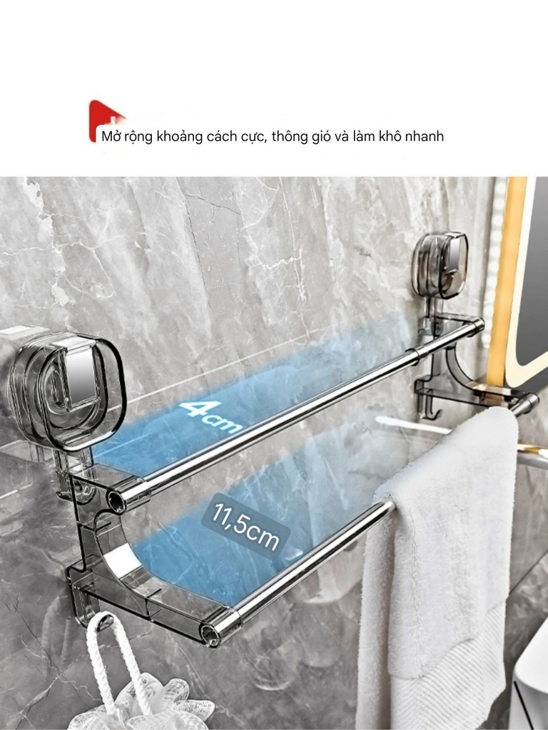 Giá treo khăn 2 tầng kích thước điều chỉnh