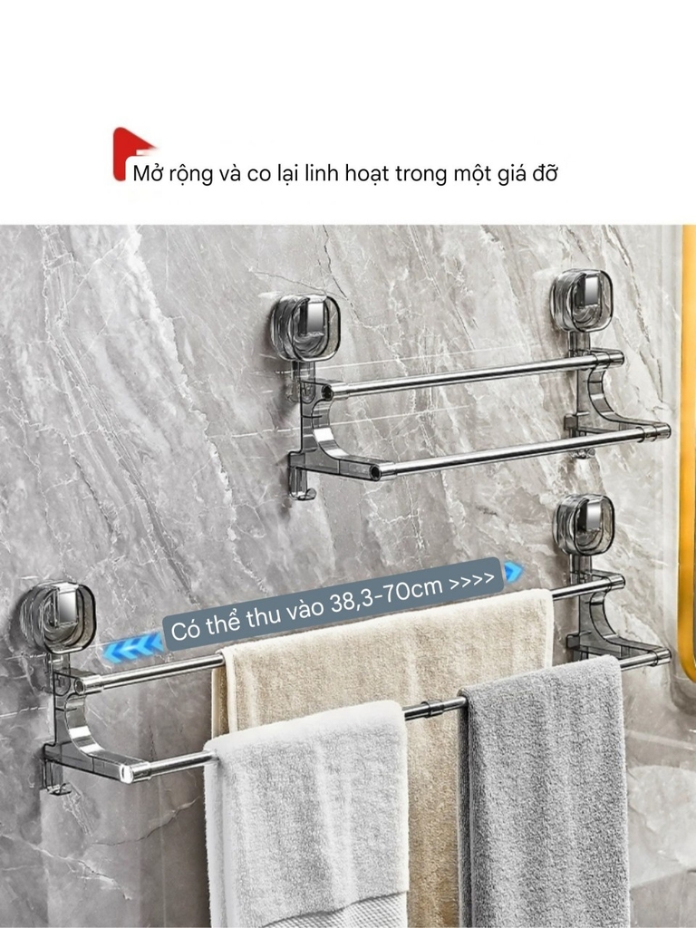 Giá treo khăn 2 tầng kích thước điều chỉnh