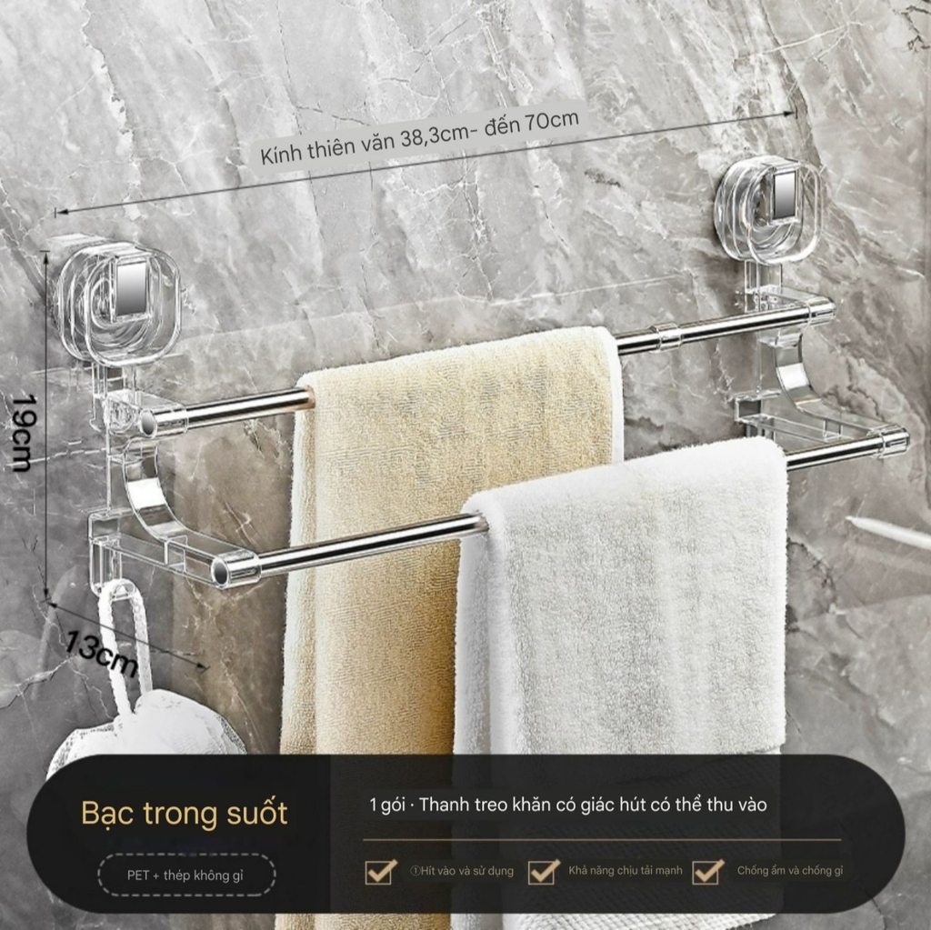 Giá treo khăn 2 tầng kích thước điều chỉnh