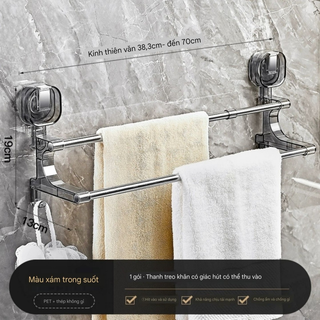 Giá treo khăn 2 tầng kích thước điều chỉnh