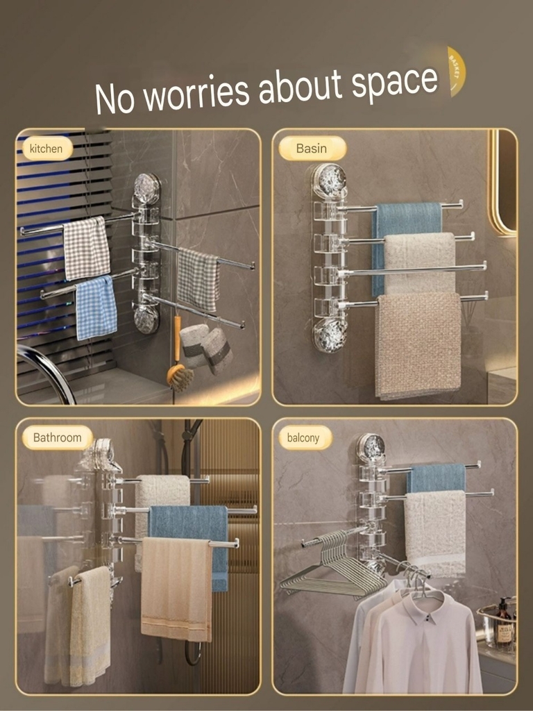 Giá treo khăn 4 nhánh loại hút tường