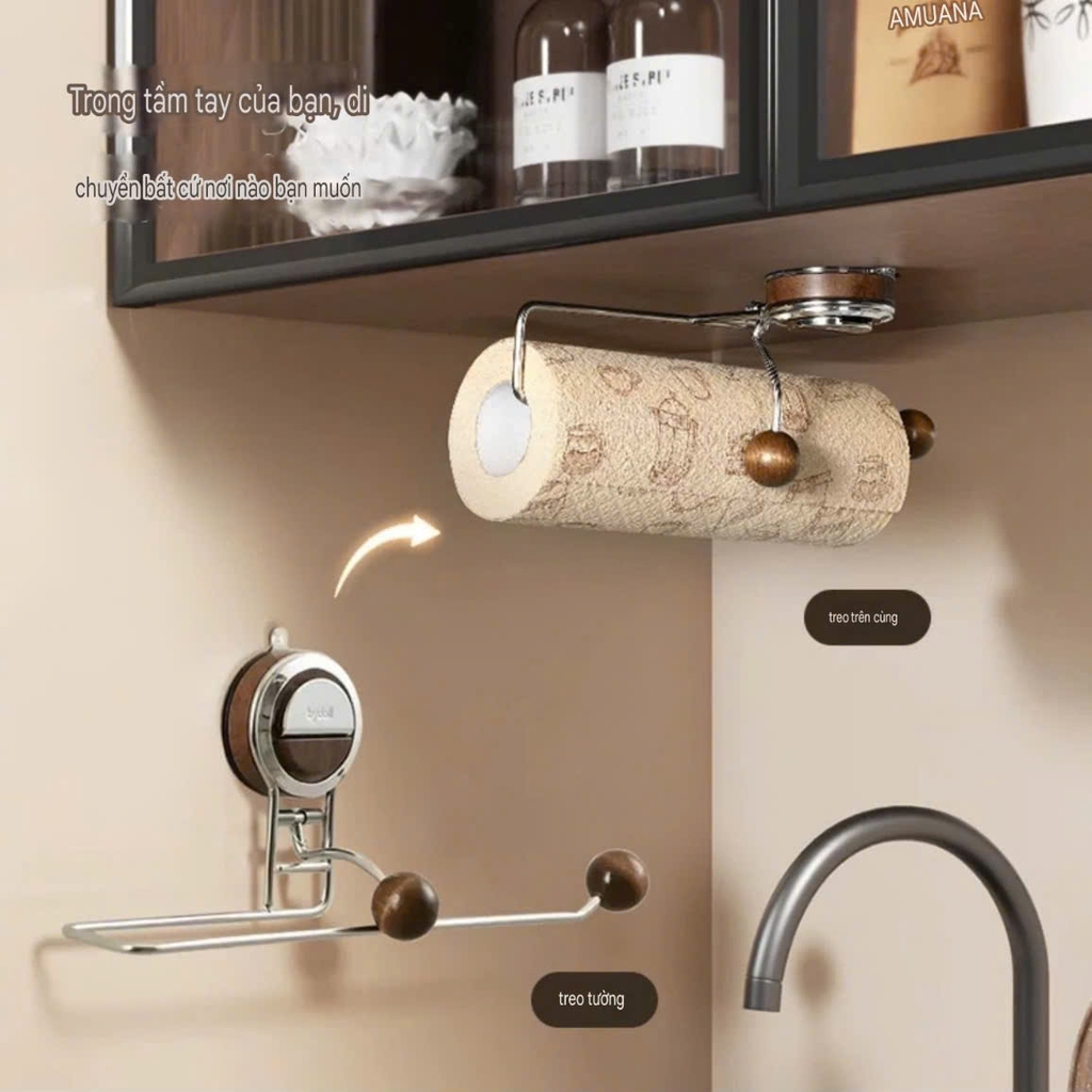 Giá treo khăn giấy cuộn kiểu hút tường