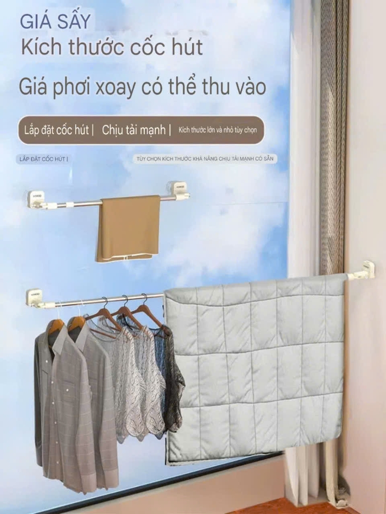 Giá treo quần áo chăn mền điều chỉnh kích thước
