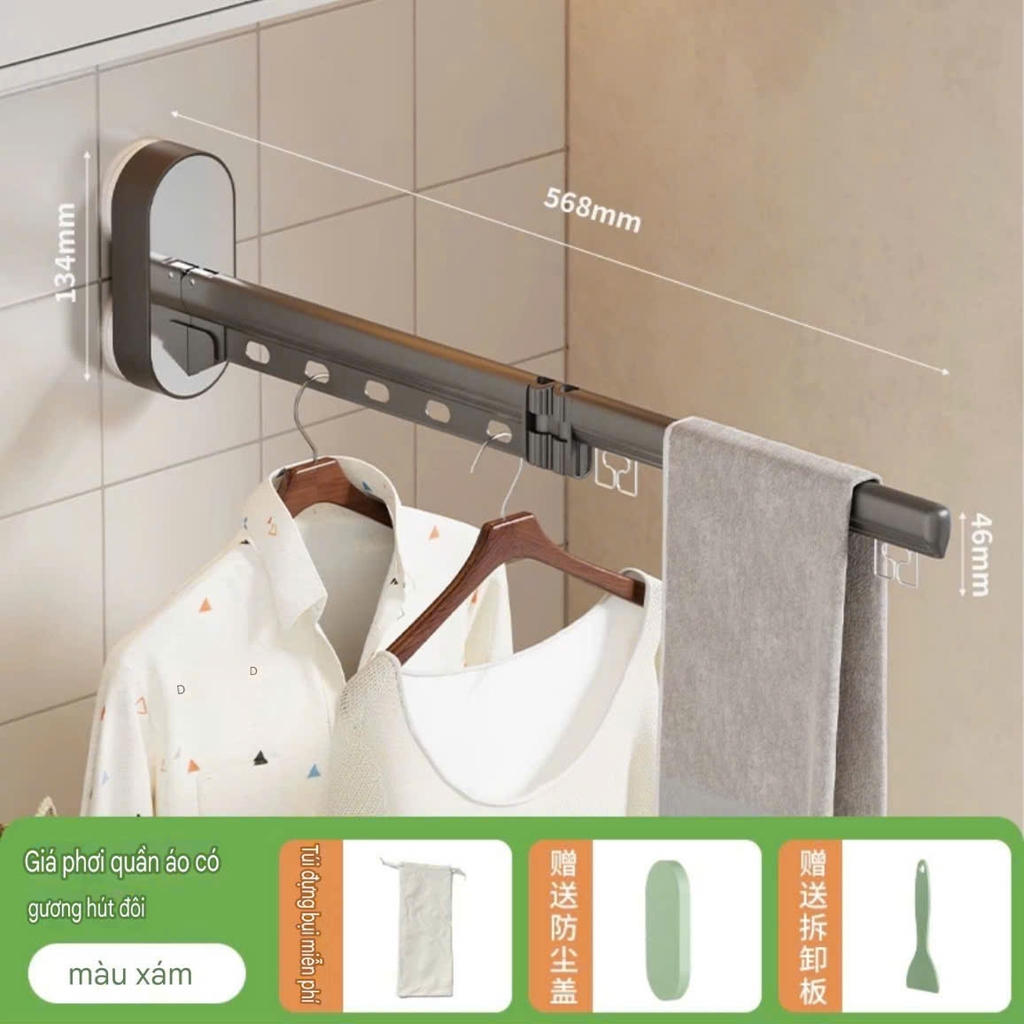 Giá treo quần áo kiểu hút tường