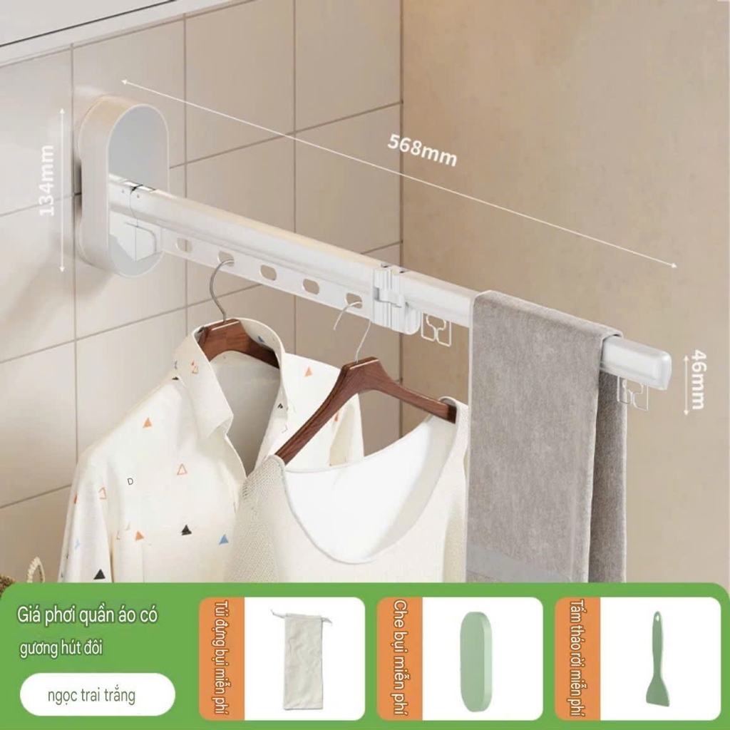 Giá treo quần áo kiểu hút tường