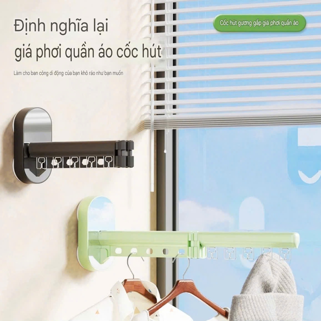 Giá treo quần áo kiểu hút tường