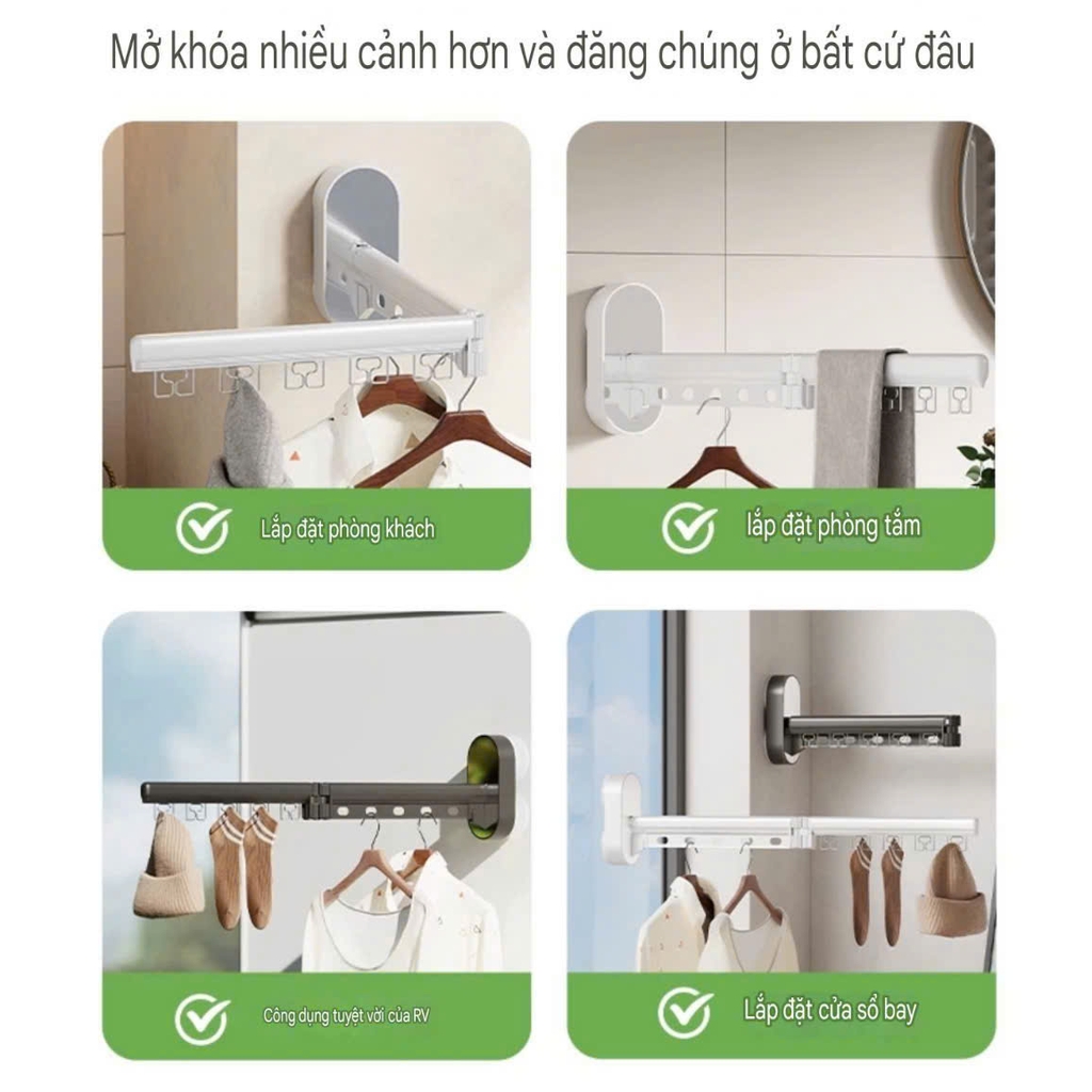 Giá treo quần áo kiểu hút tường