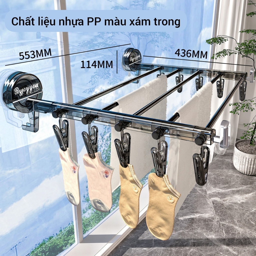Giàn phơi đồ mini kiểu hút tường