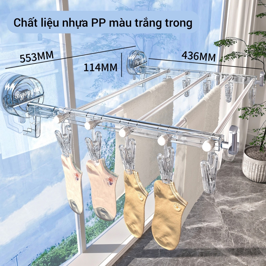 Giàn phơi đồ mini kiểu hút tường