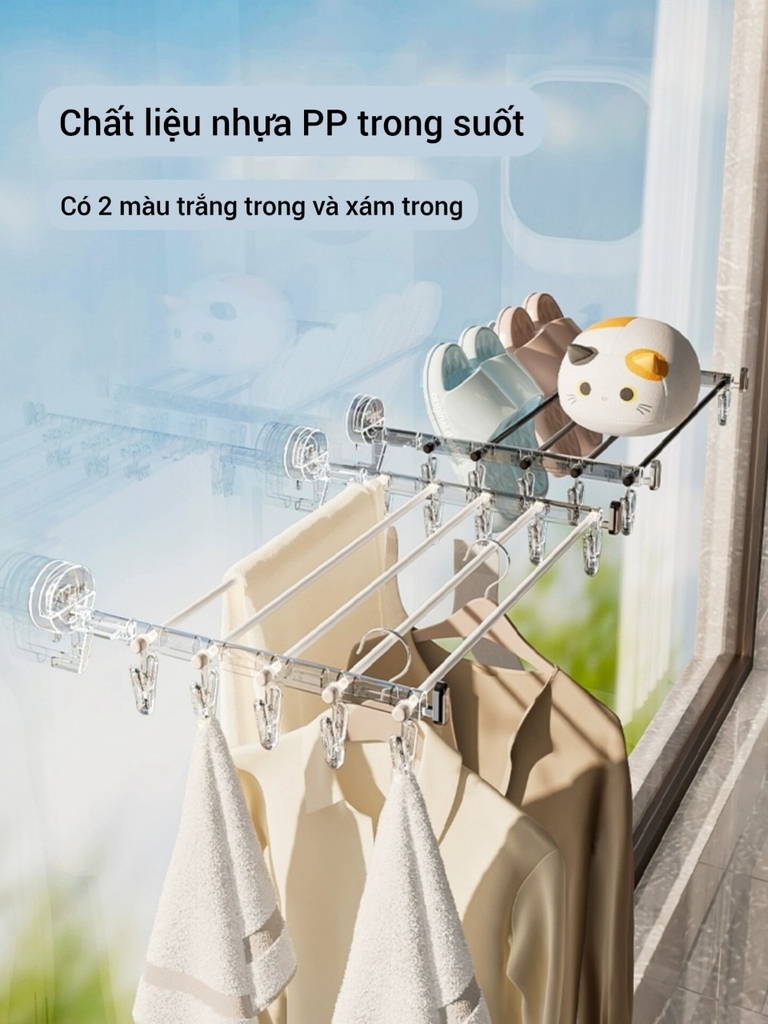 Giàn phơi đồ mini kiểu hút tường