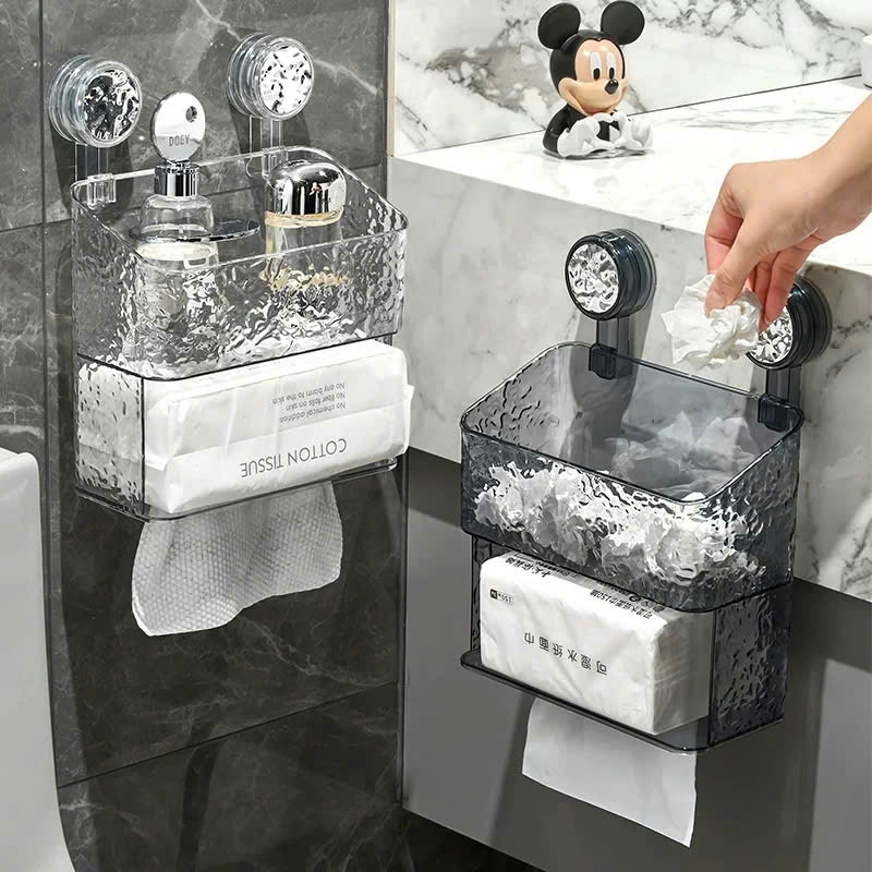 Hộp 2 tầng đựng mỹ phẩm và khăn giấy