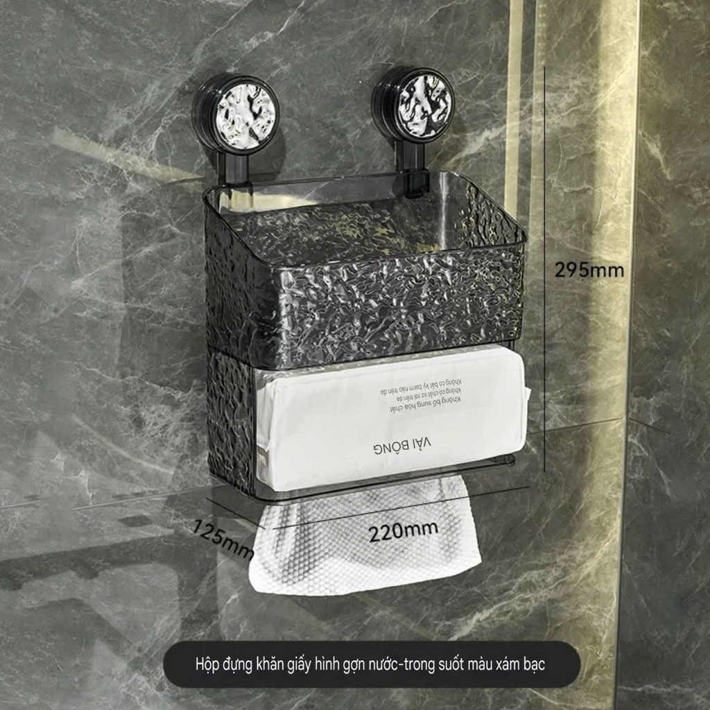 Hộp 2 tầng đựng mỹ phẩm và khăn giấy