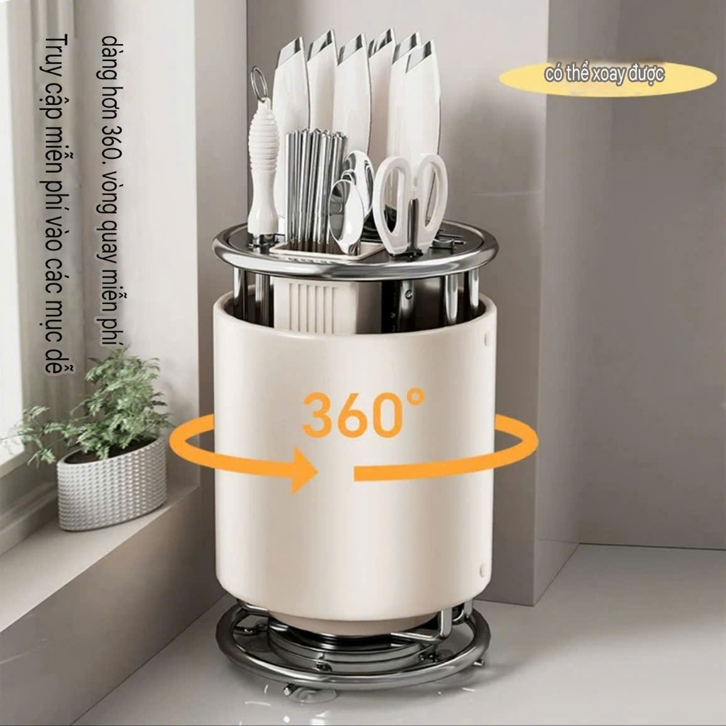  Hộp để dao kéo muỗng đũa xoay 360 độ